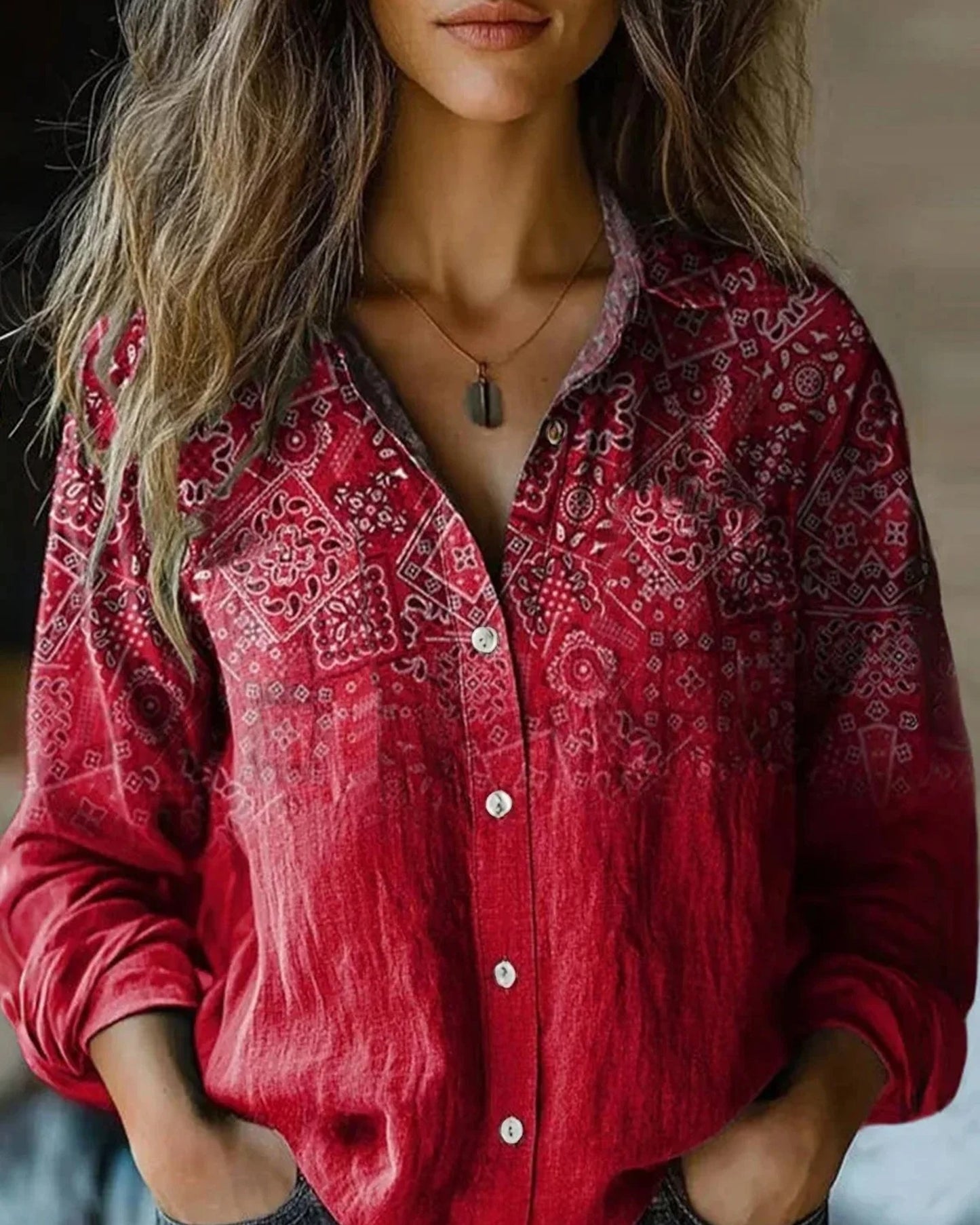 Annelise Dames Top | Bloemenprint | Lange Mouwen