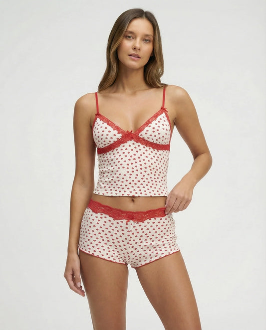 Isabeau Dames Lounge Set | Kersen Print | Speels Comfortabel Design