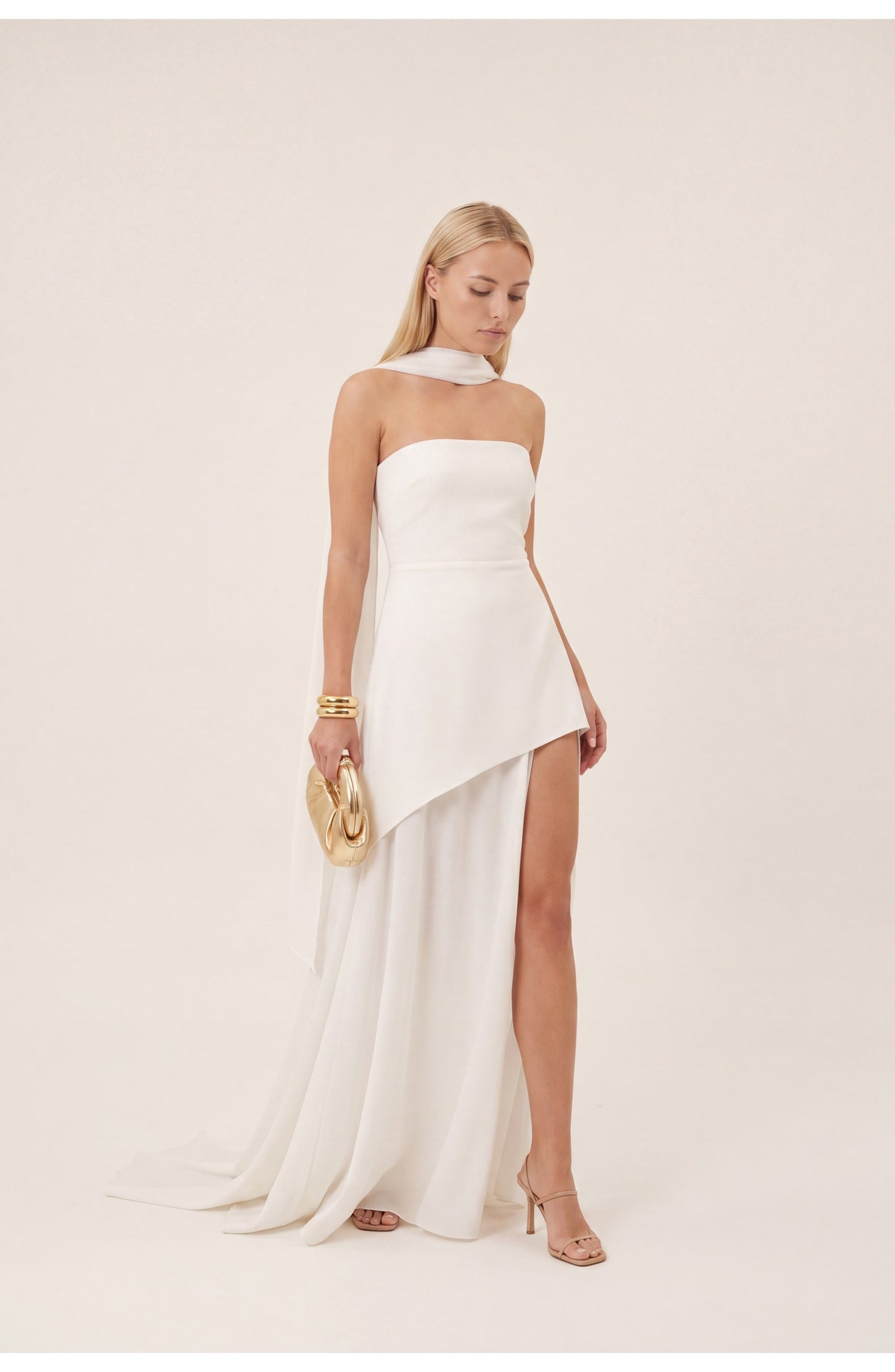 Joëlle Dames Maxi Jurk | Strapless Bandeau | Gelaagde Semi-Transparante Rok