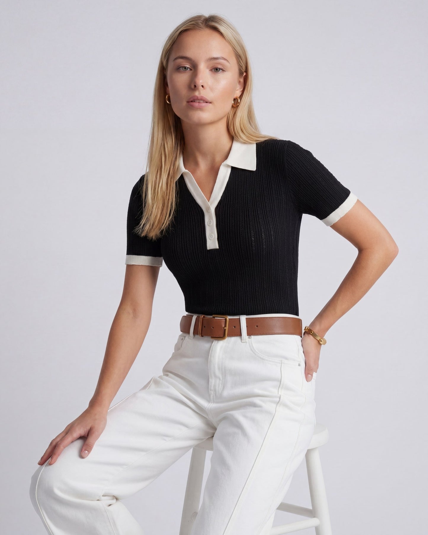 Celeste Women's Polo Shirt | Classic Collar with Button Closure | Fitted Fit