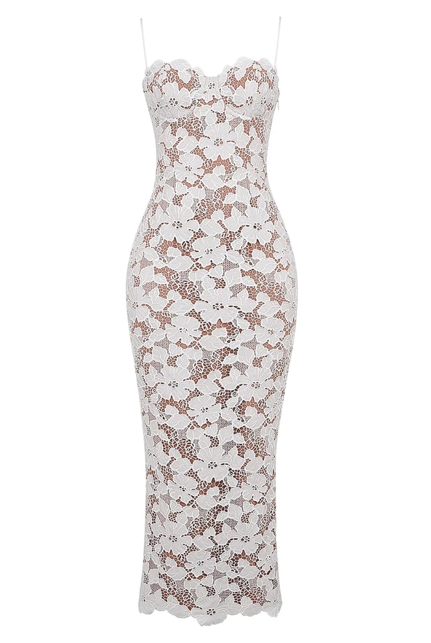 Women's Dress | White Lace Maxi | Spaghetti Straps