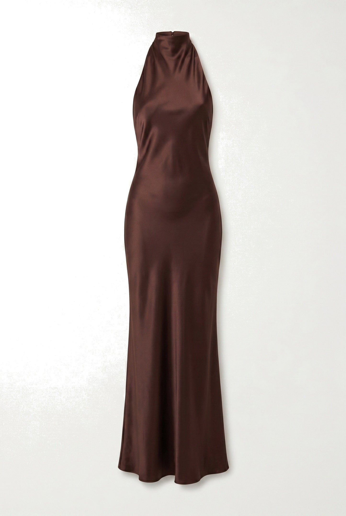 Dámské maxi šaty | Detail s halter výstřihem | Saténová látka