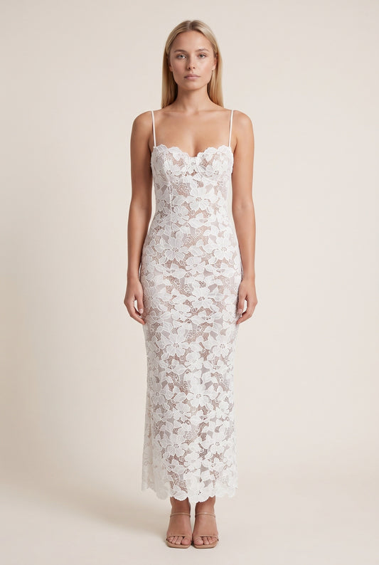 Women's Dress | White Lace Maxi | Spaghetti Straps
