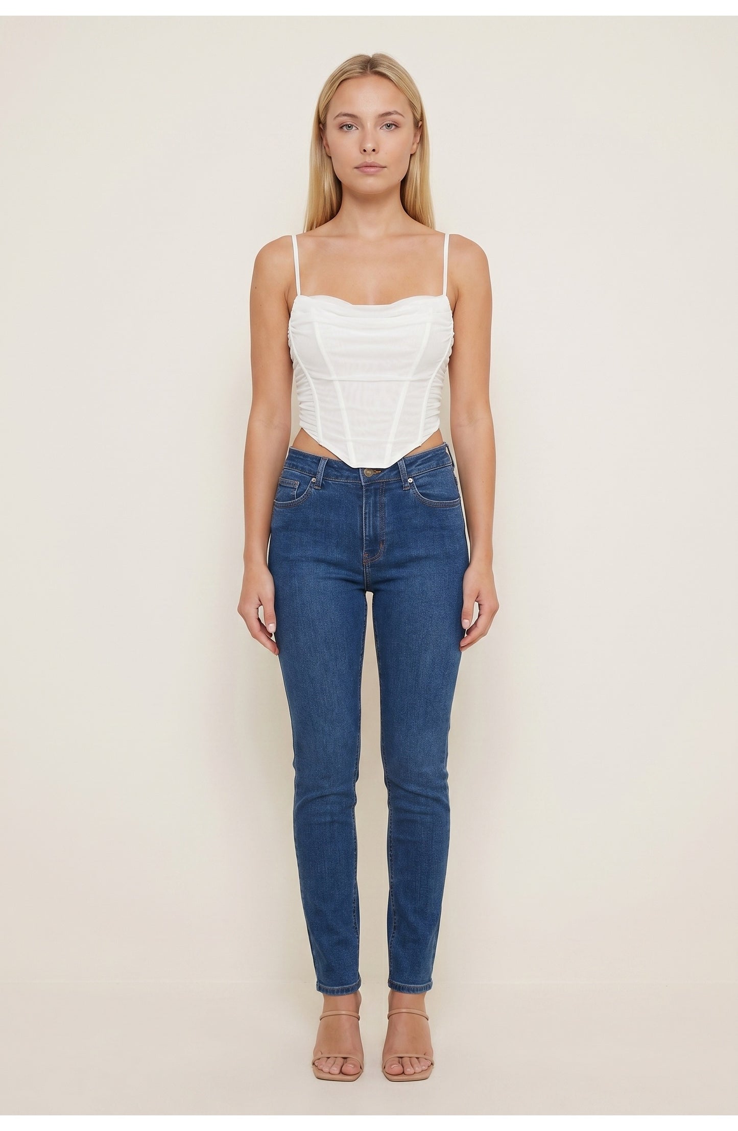Women's Top | Straight Neckline | Ruched Sides