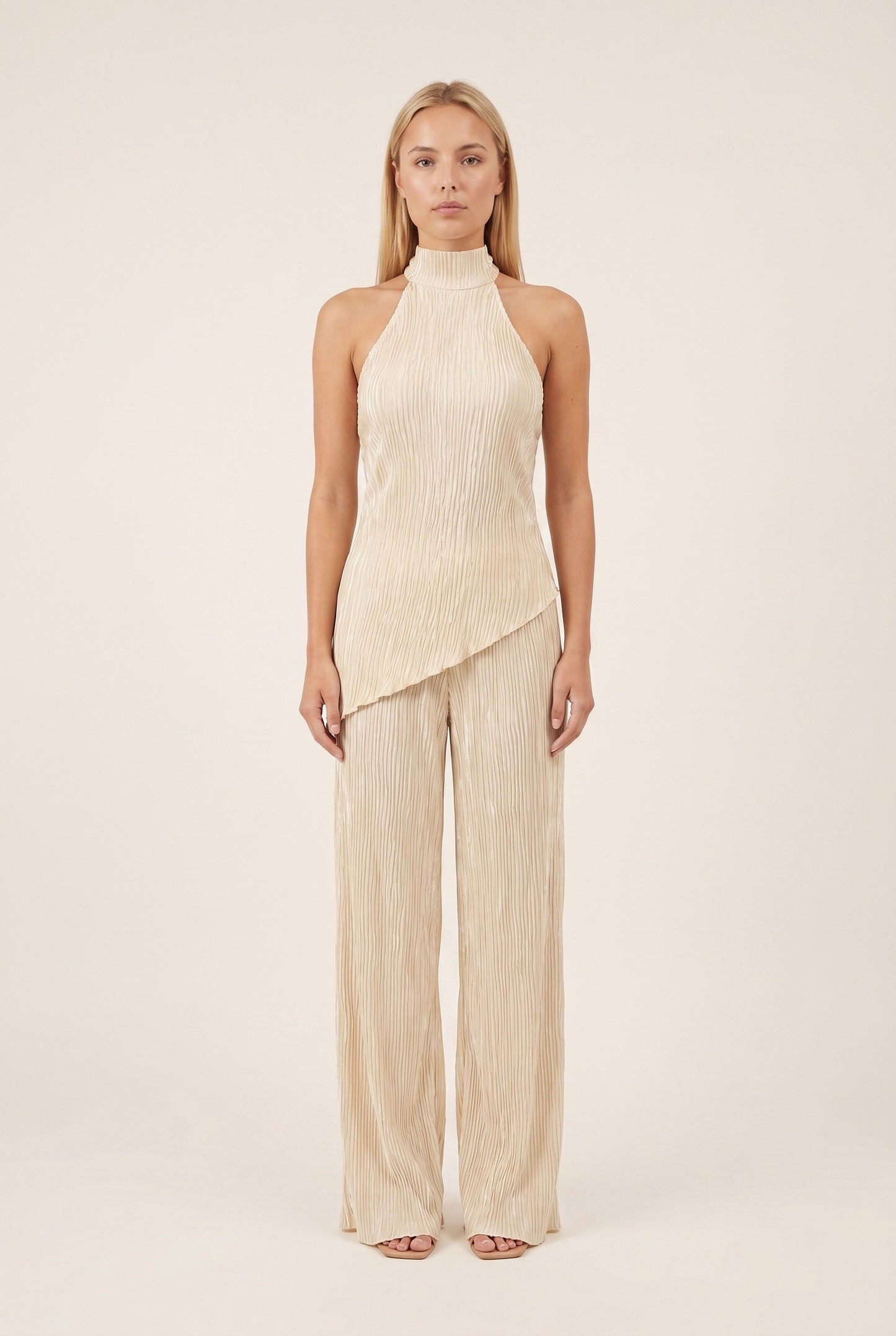 Frédérique Women's Jumpsuit | Halter Neck with Pleats | Wide Legs
