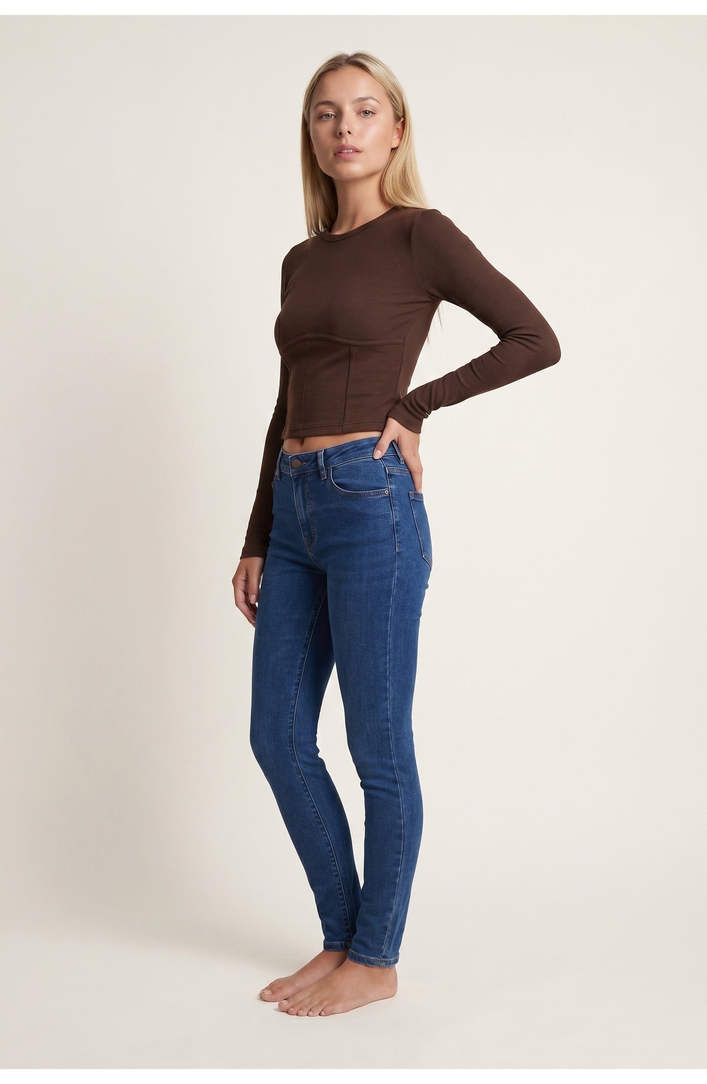 Dames Top | Cropped Lengte | Geribbelde Structuur