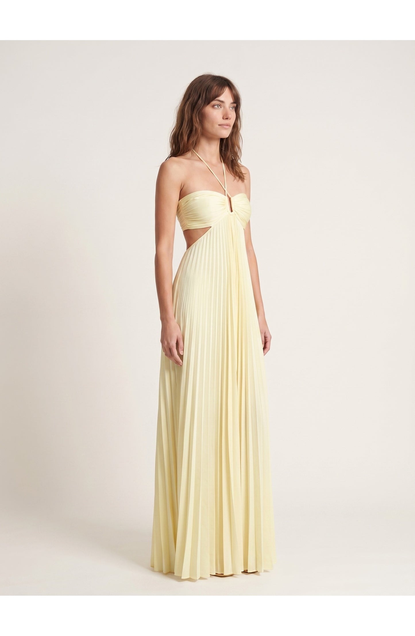 Dames Maxi Jurk | Halternek | Geplisseerde Rok