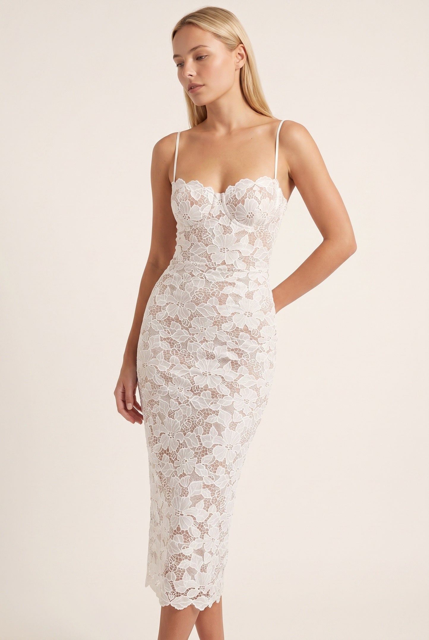Women's Dress | White Lace Maxi | Spaghetti Straps