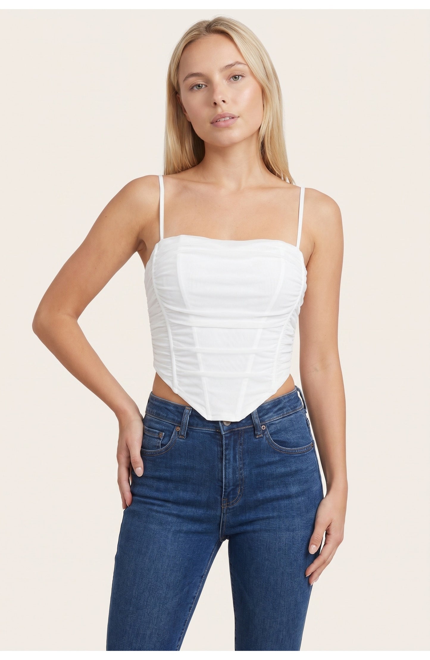 Women's Top | Straight Neckline | Ruched Sides