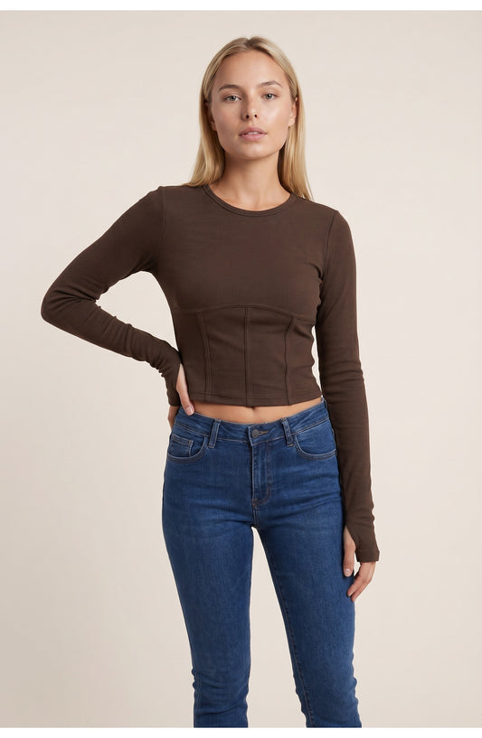 Women's Top | Cropped Length | Ribbed Texture