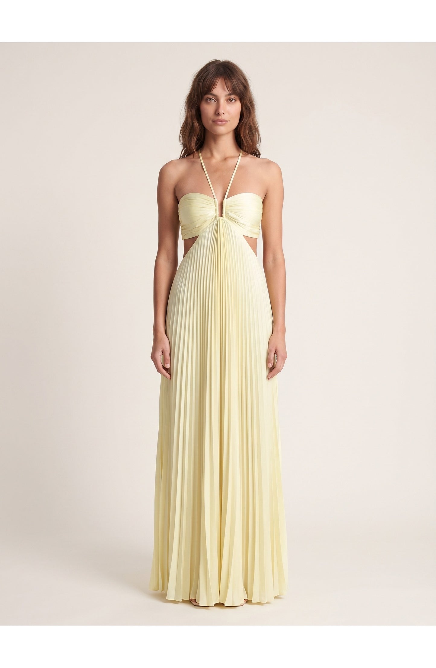 Dames Maxi Jurk | Halternek | Geplisseerde Rok