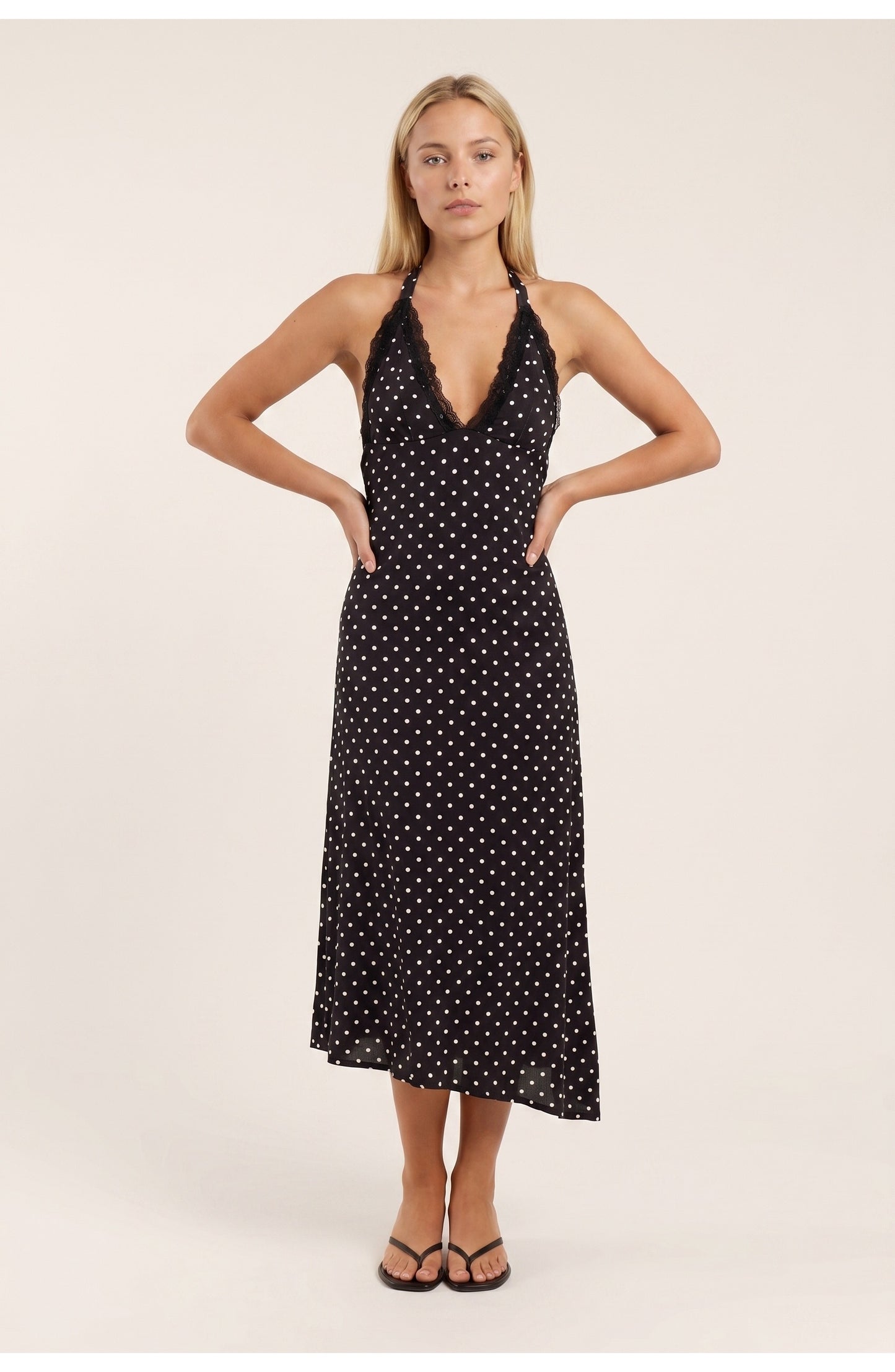 Dress | Halter Neck | Midi Length | Polka Dot