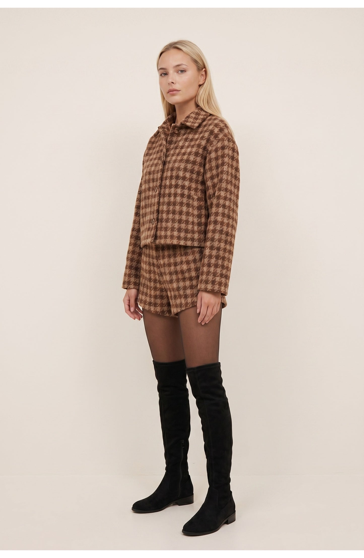 Clémence Women's Co-ord Set | Check Pattern | Jacket and Shorts