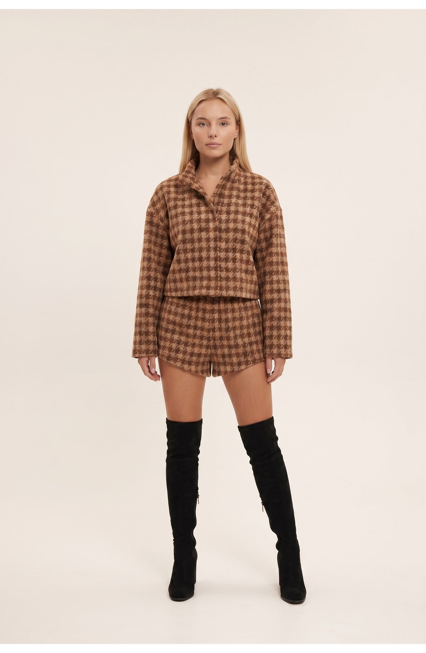 Clémence Women's Co-ord Set | Check Pattern | Jacket and Shorts