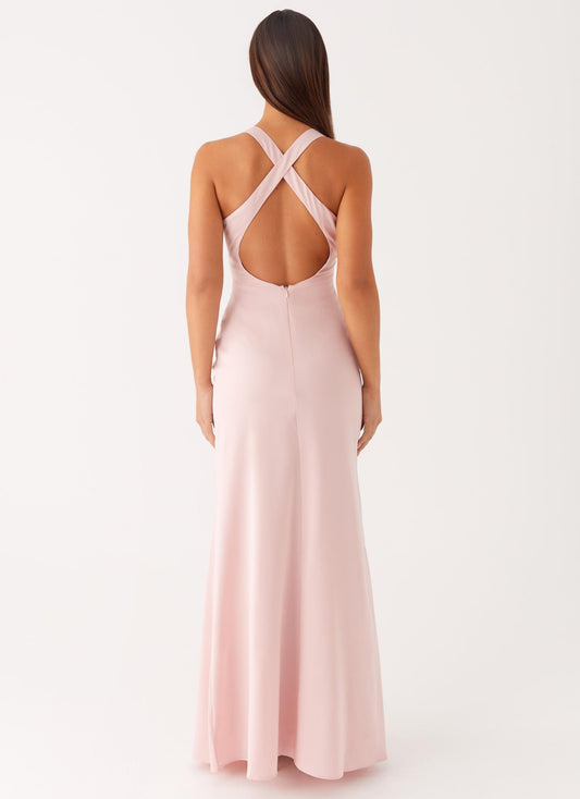 Alessia Maxi-jurk | Halter en Rugkruising in Zachtroze 2