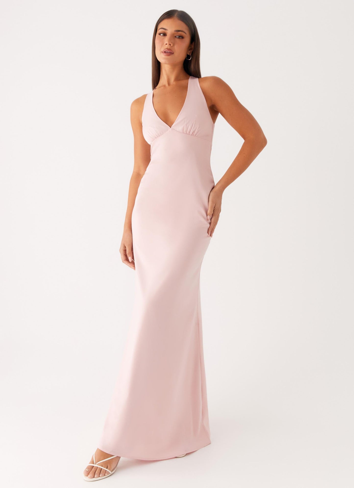 Alessia Maxi-jurk | Halter en Rugkruising in Zachtroze 3