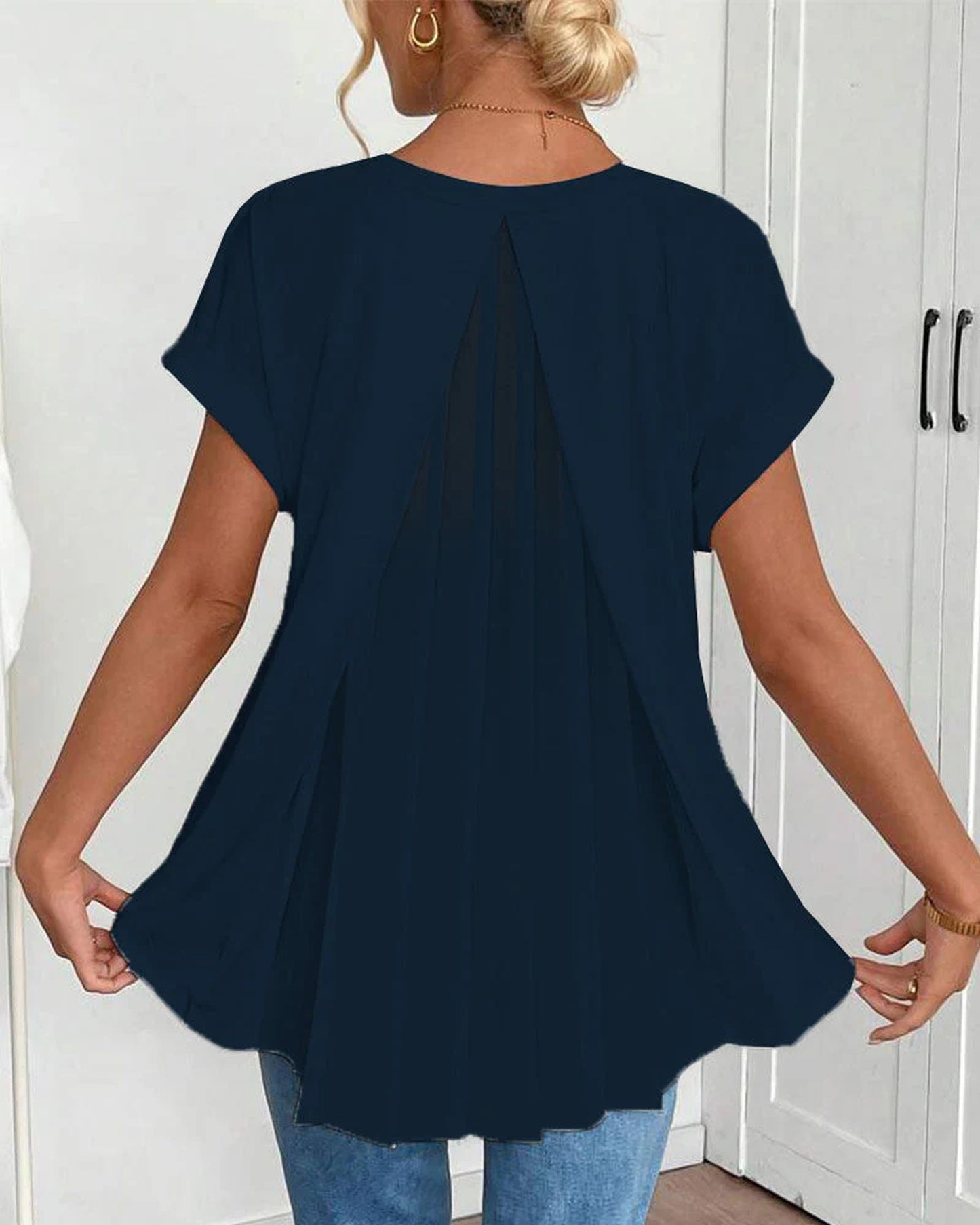 Robine Dames Top | Plooiende Rugdetail | Korte Mouwen