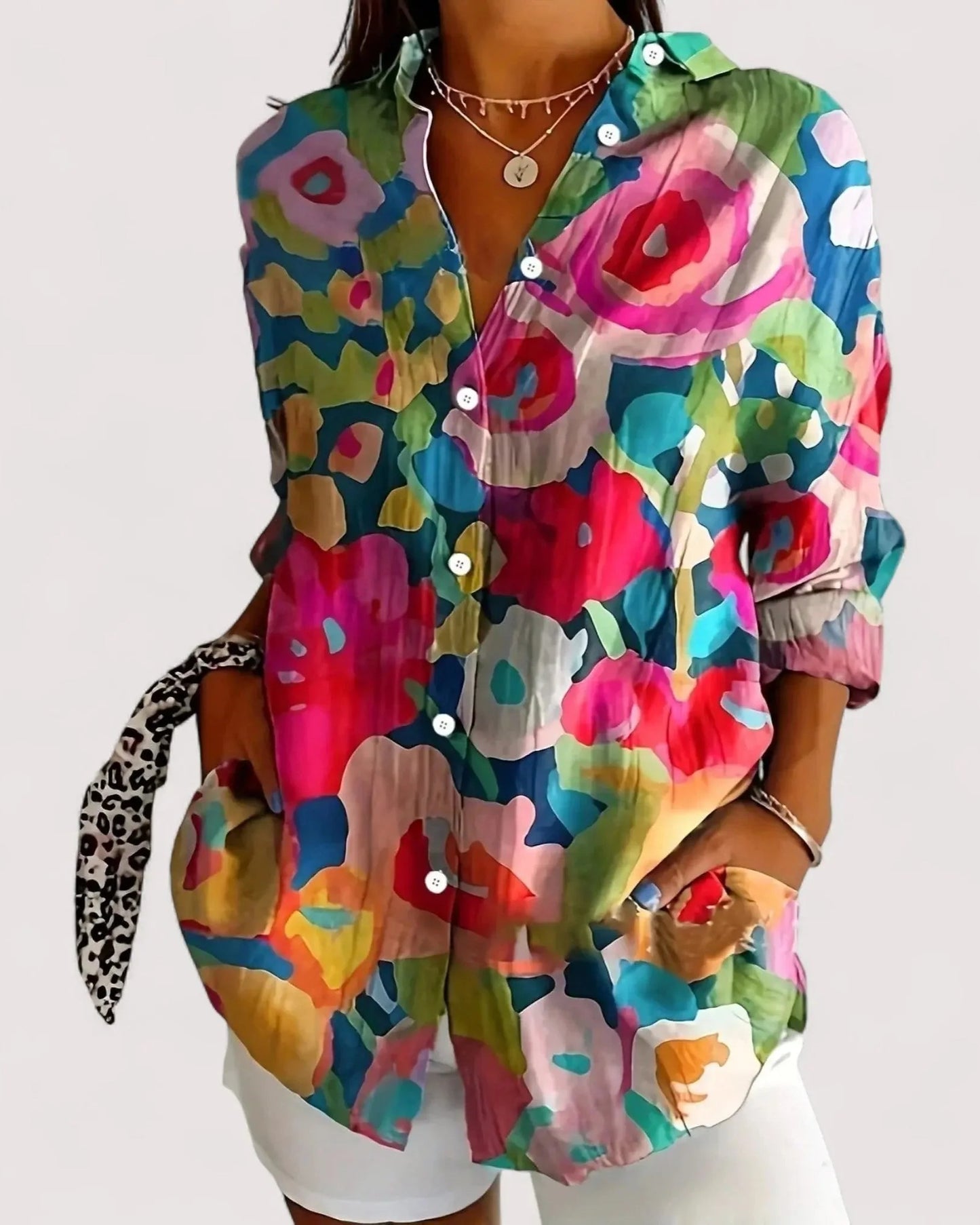 Robinette Dames Blouse | Abstract Print | Oversized Pasvorm