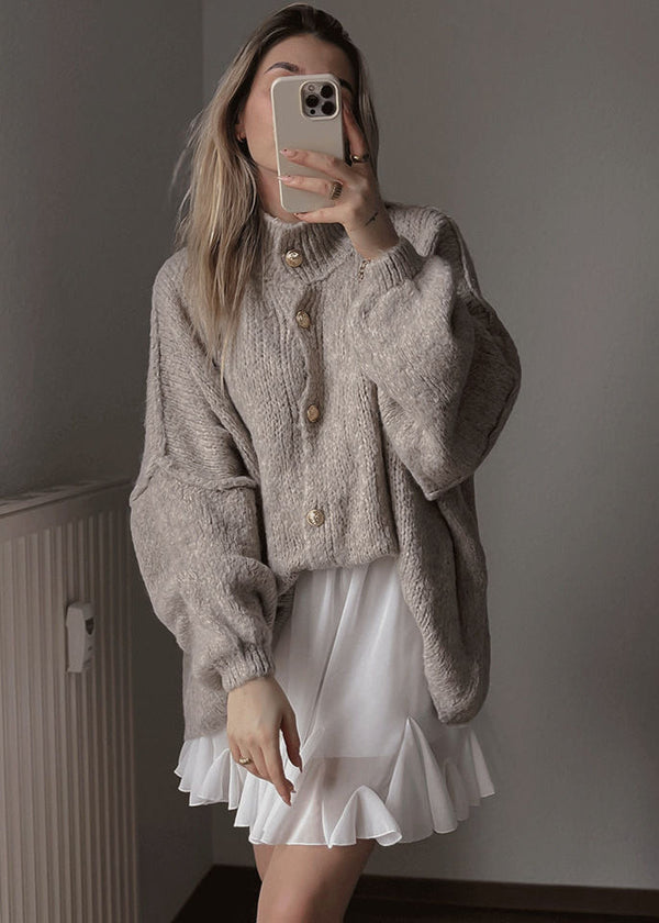 Eline Vest Dames | Oversized Met Knoopsluiting en Grofgebreid Design 4