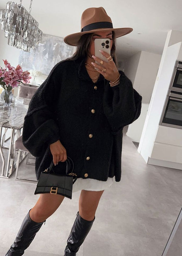 Eline Vest Dames | Oversized Met Knoopsluiting en Grofgebreid Design 6