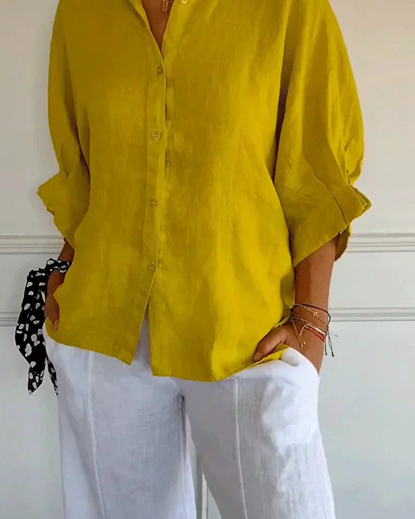 Méline Dames Blouse | Klassieke Kraag | Losvallende Pasvorm