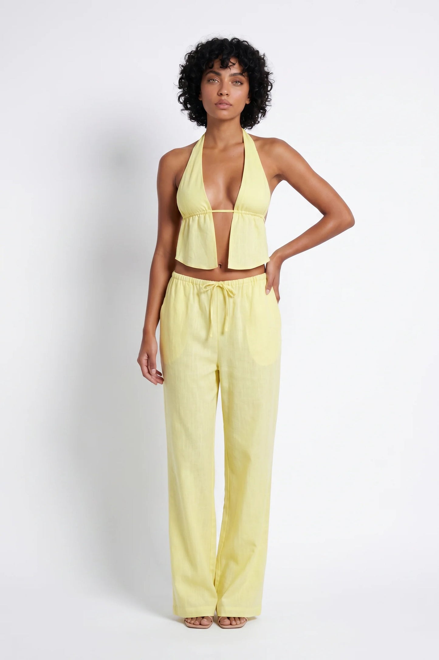 Aurélie Women’s Co-Ord Set | Halter Crop Top | Wide Leg Pants