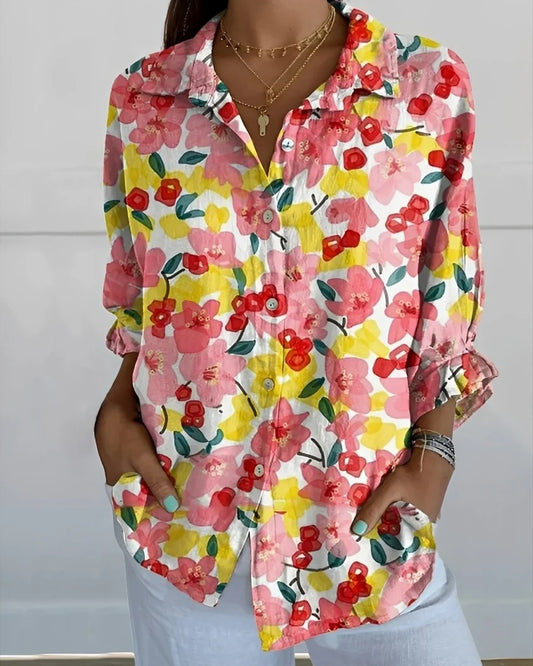 Carmela Dames Blouse | Print | Gelaagde Franje