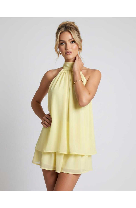 Simone Women's Mini Dress | Halter Neck | Layered Skirt
