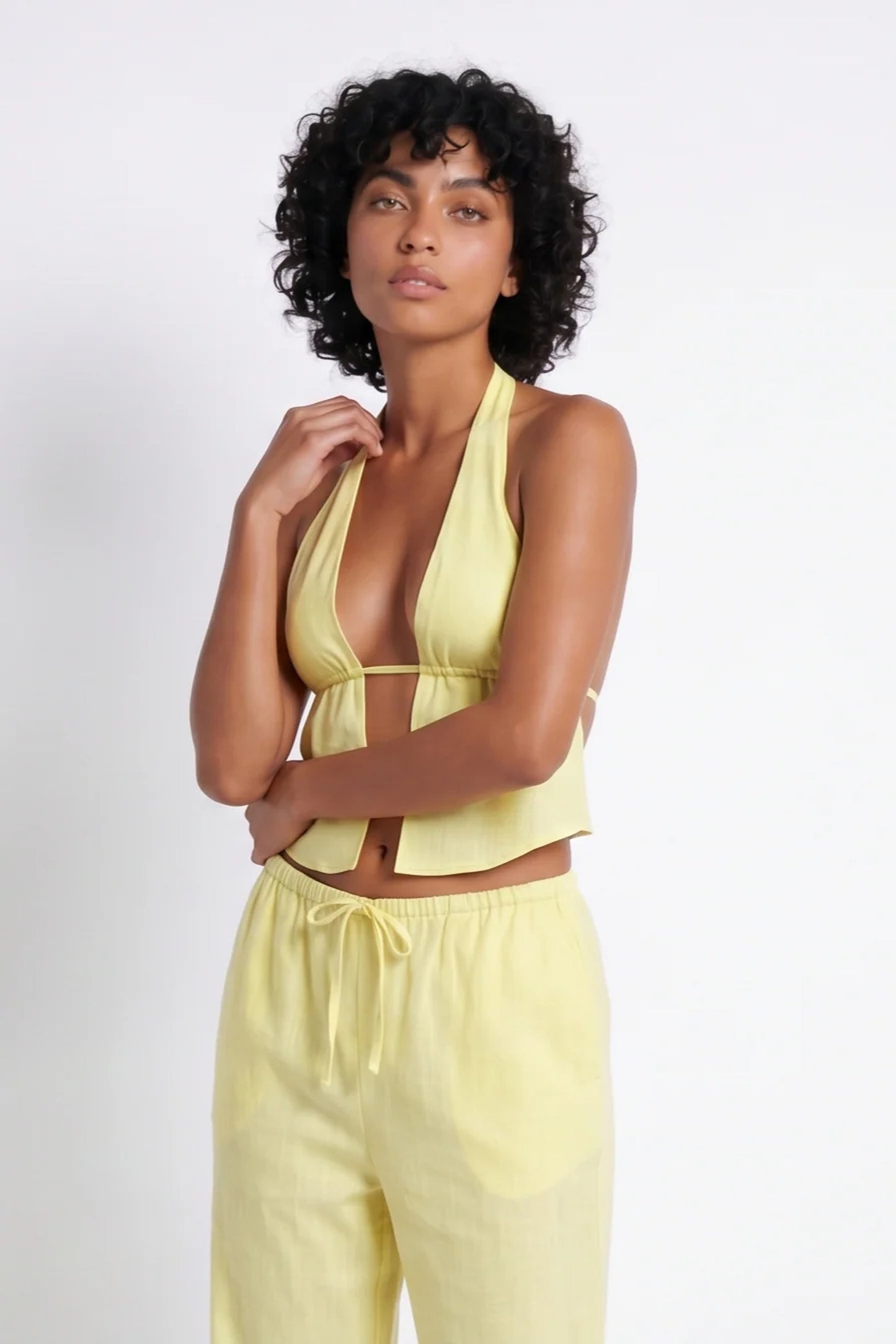 Aurélie Women’s Co-Ord Set | Halter Crop Top | Wide Leg Pants