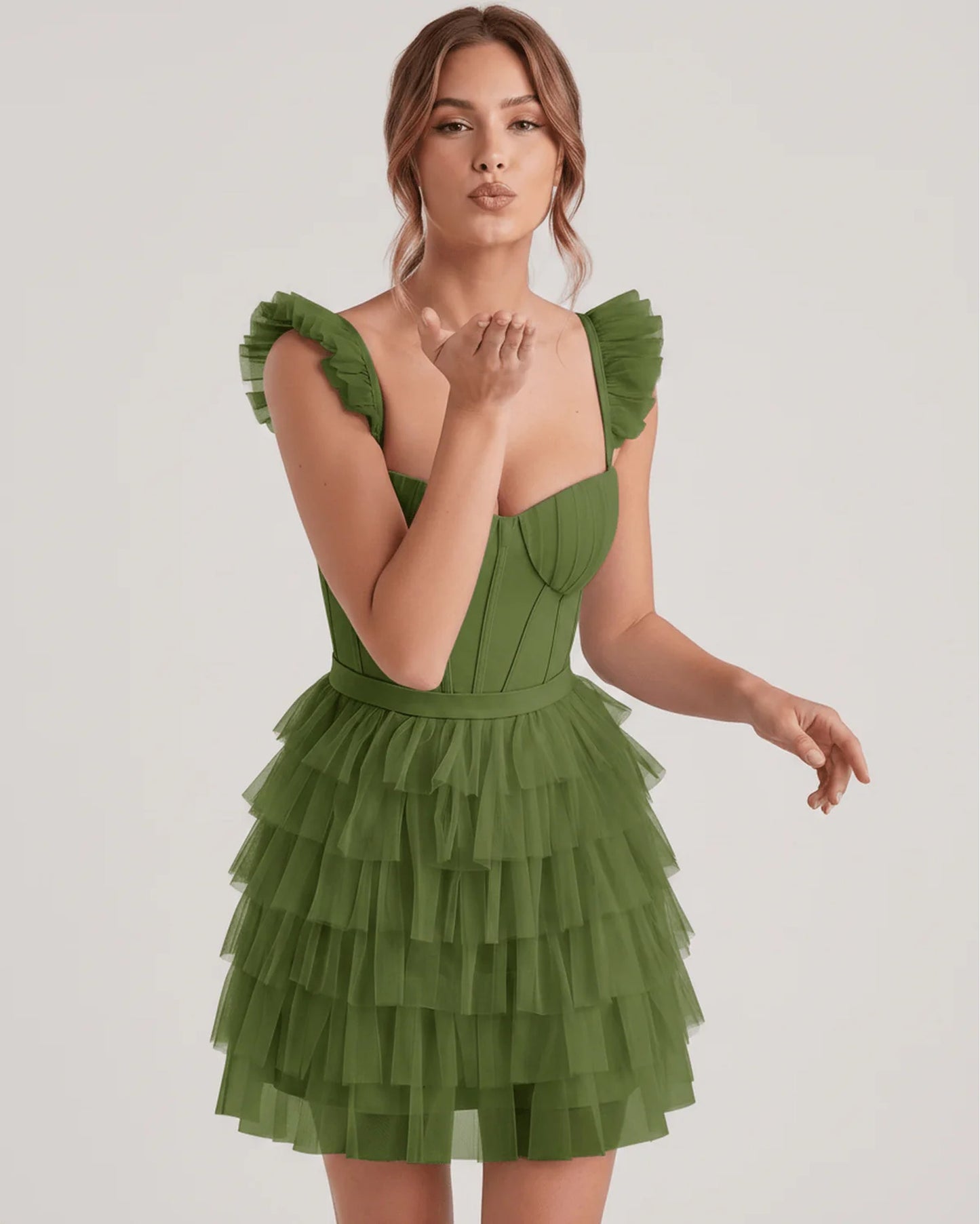 Annick Women's Mini Dress | Layered Tulle Skirt | Stitched Bustier Bodice