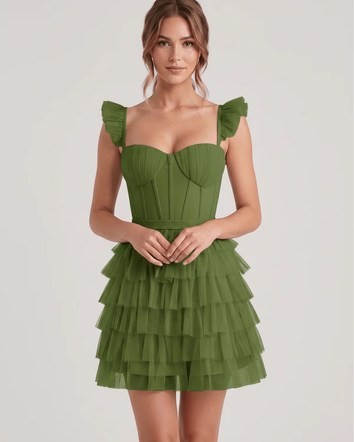 Annick Women's Mini Dress | Layered Tulle Skirt | Stitched Bustier Bodice