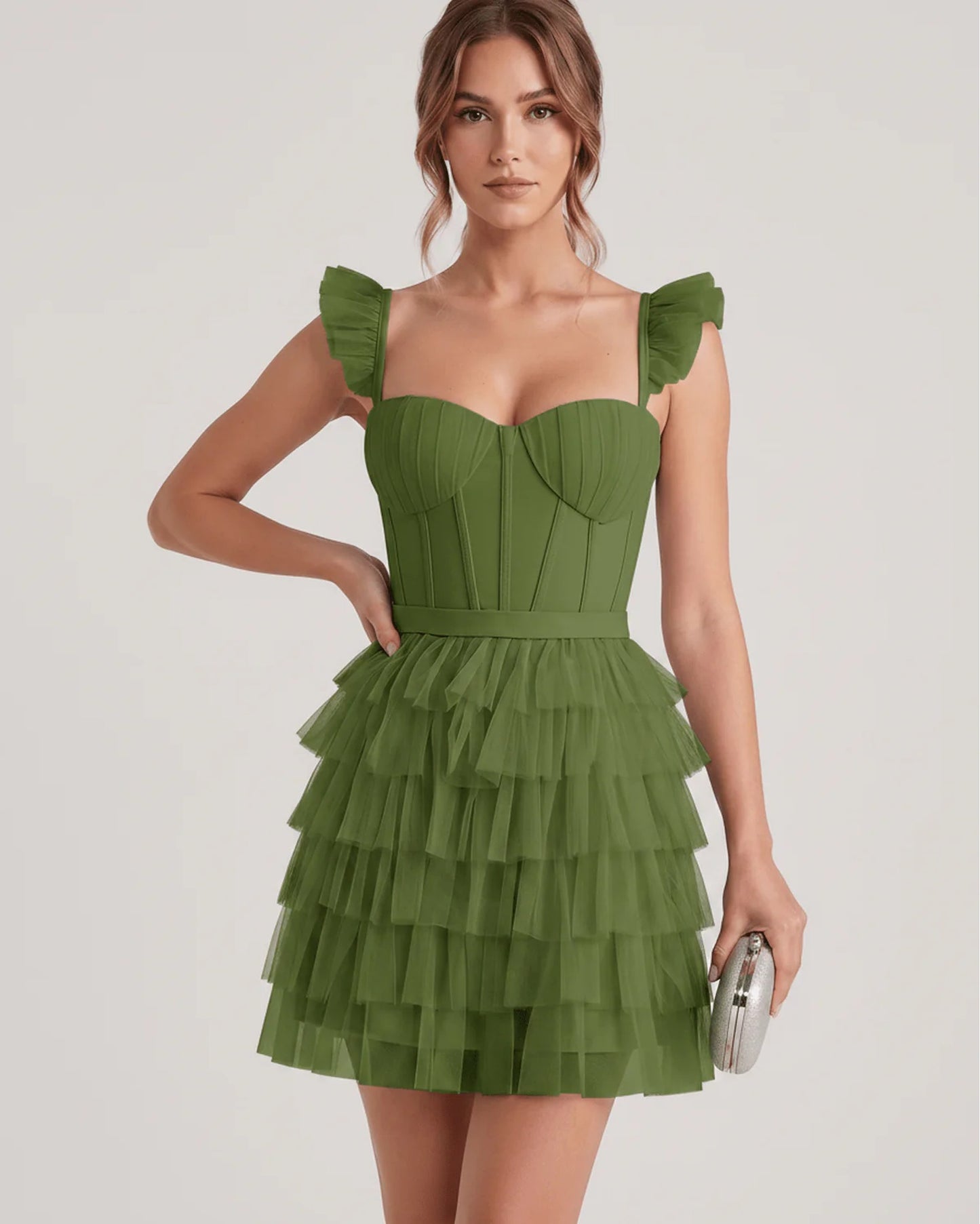 Annick Women's Mini Dress | Layered Tulle Skirt | Stitched Bustier Bodice