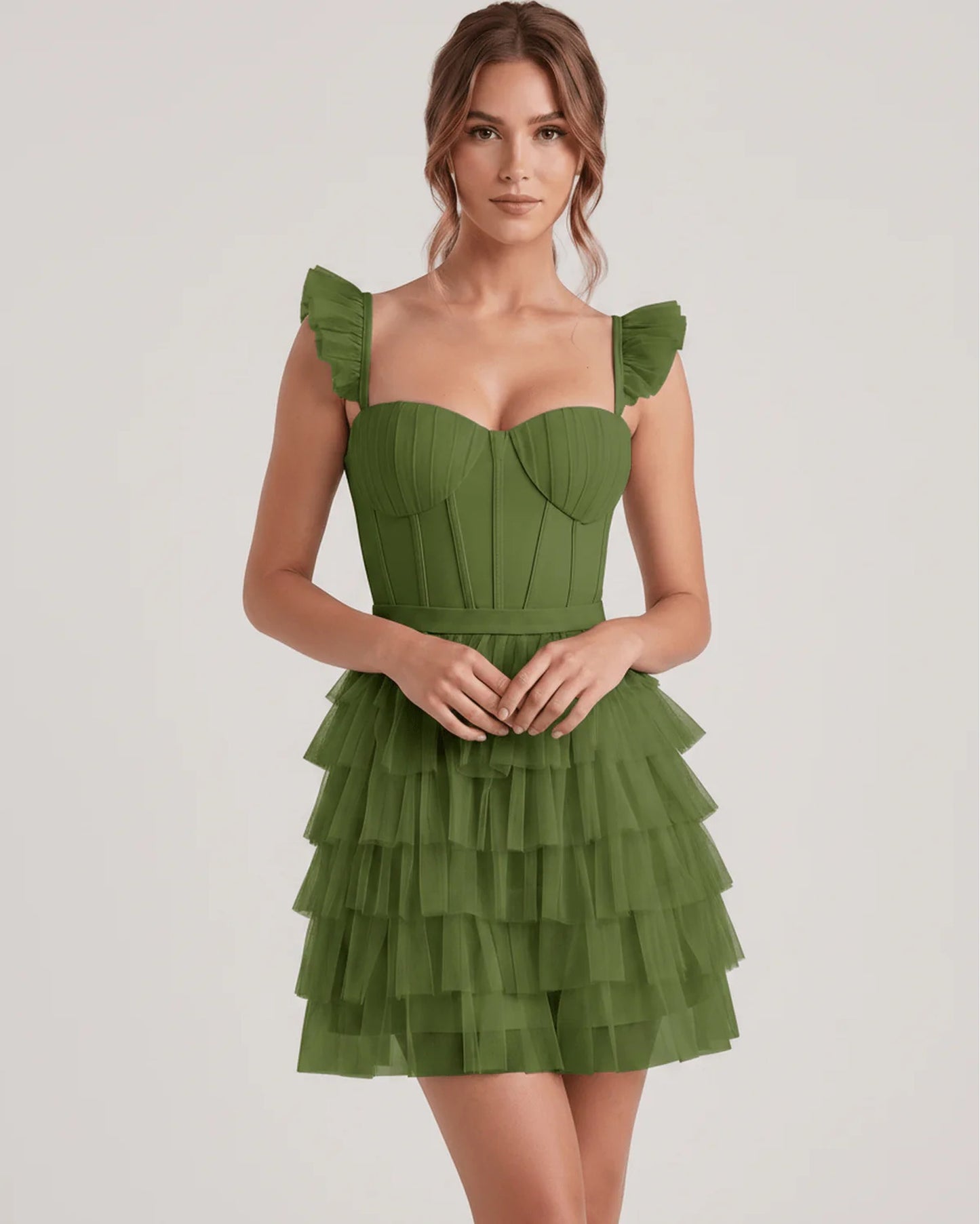 Annick Women's Mini Dress | Layered Tulle Skirt | Stitched Bustier Bodice