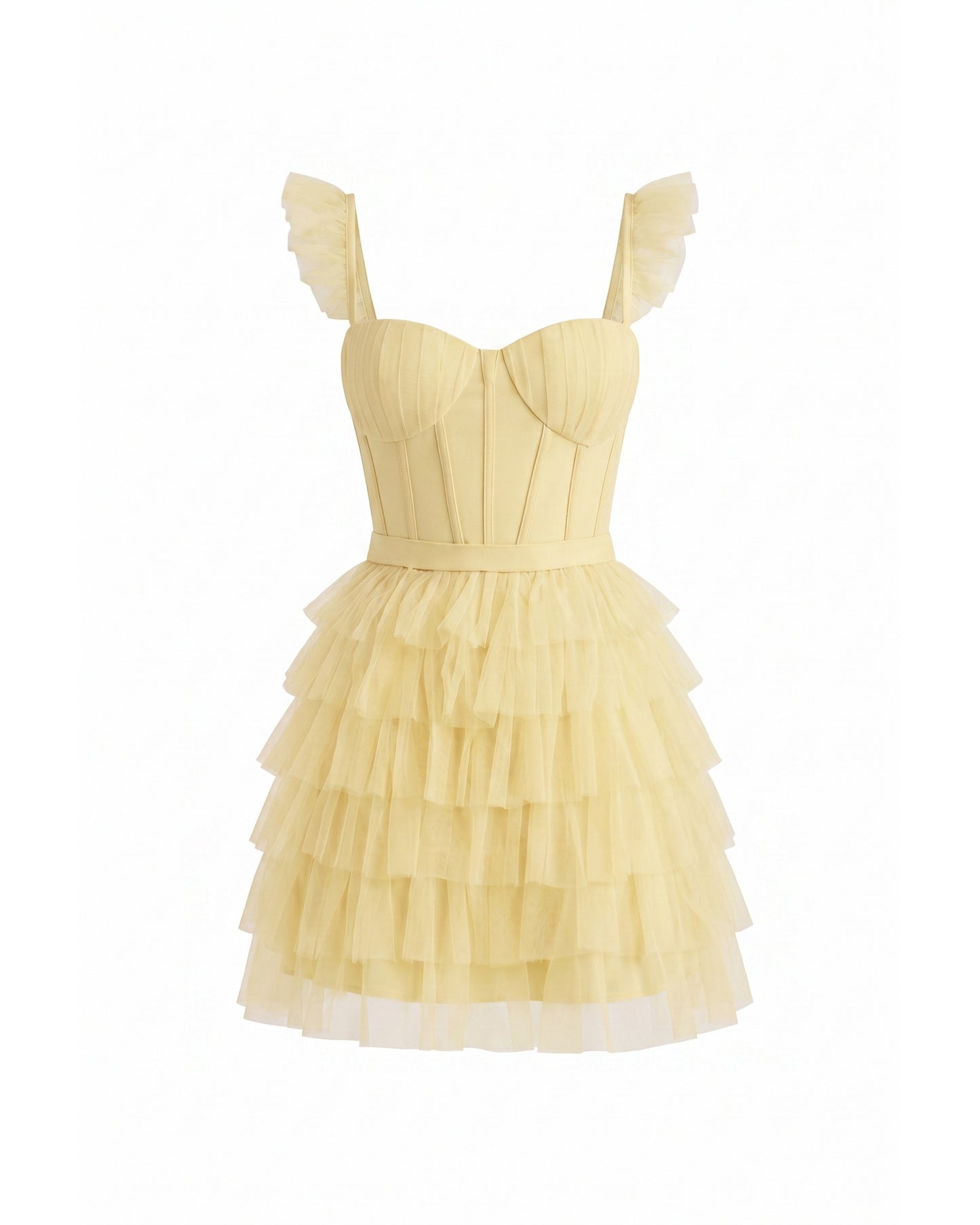 Annick Women's Mini Dress | Layered Tulle Skirt | Stitched Bustier Bodice