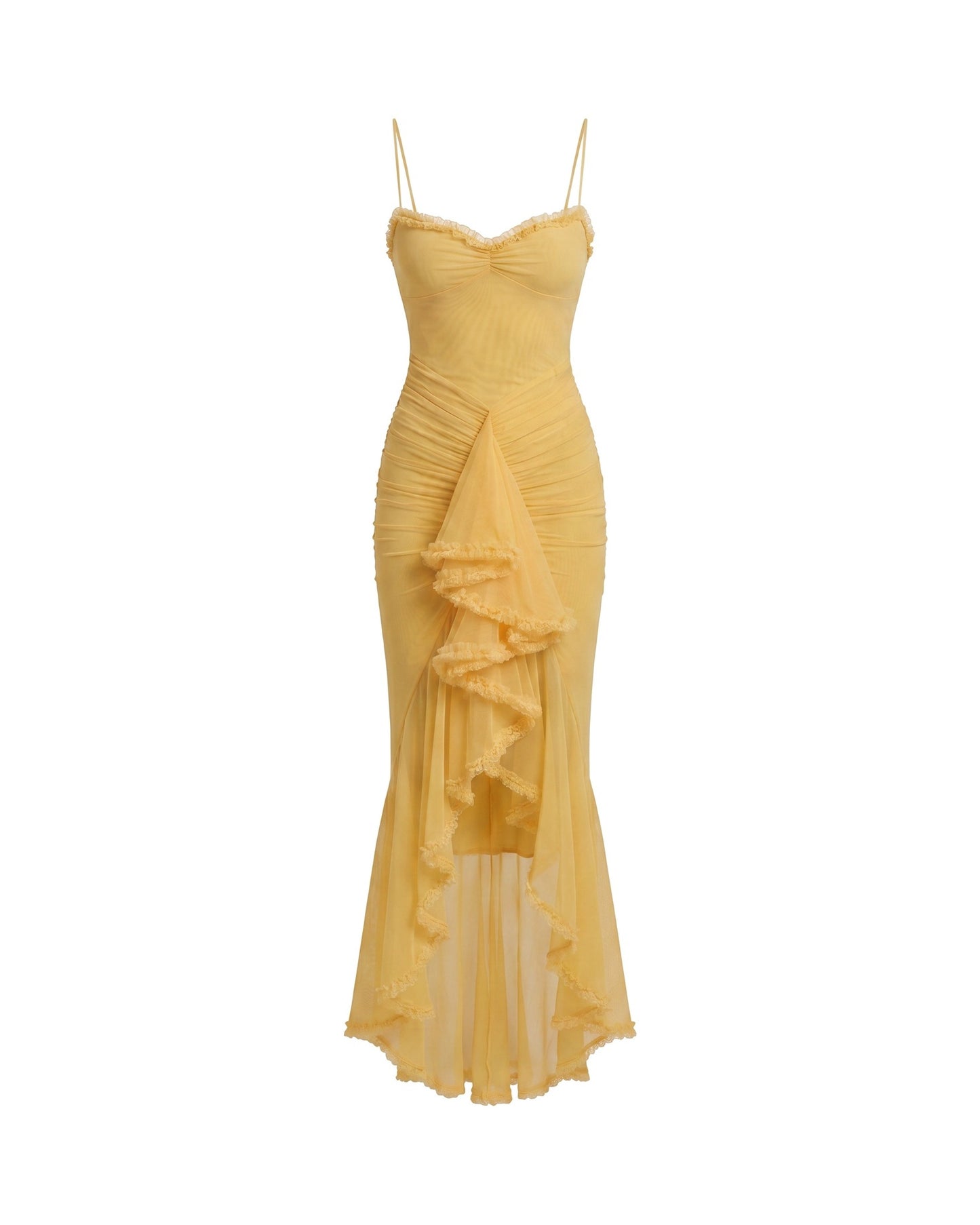 Miranda Dames Maxi Jurk | Sweetheart Hals | Ruffle Split
