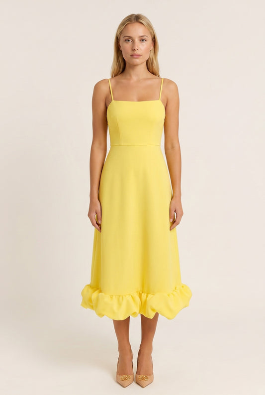 Eloïse Women's Midi Dress | Spaghetti Straps | Ruffle Hem