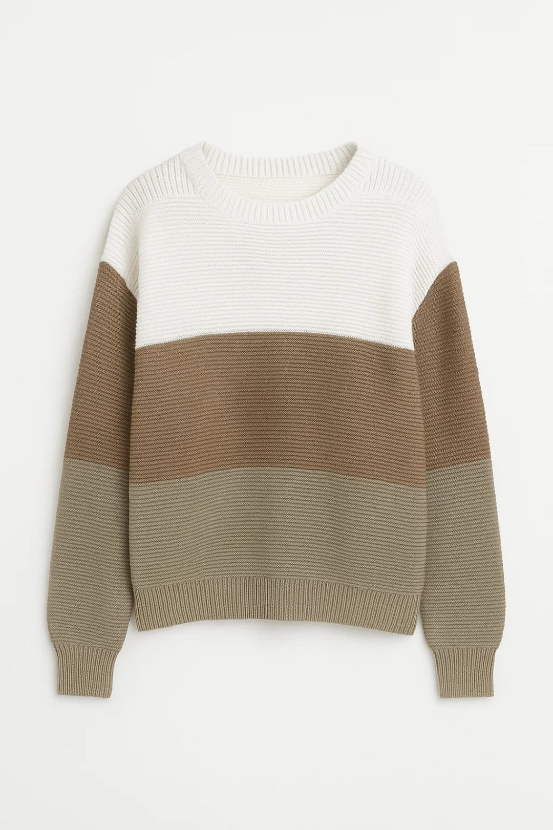 Gerdine Gebreide Dames Trui | Brede Kleurvlakken en Ronde Hals 0