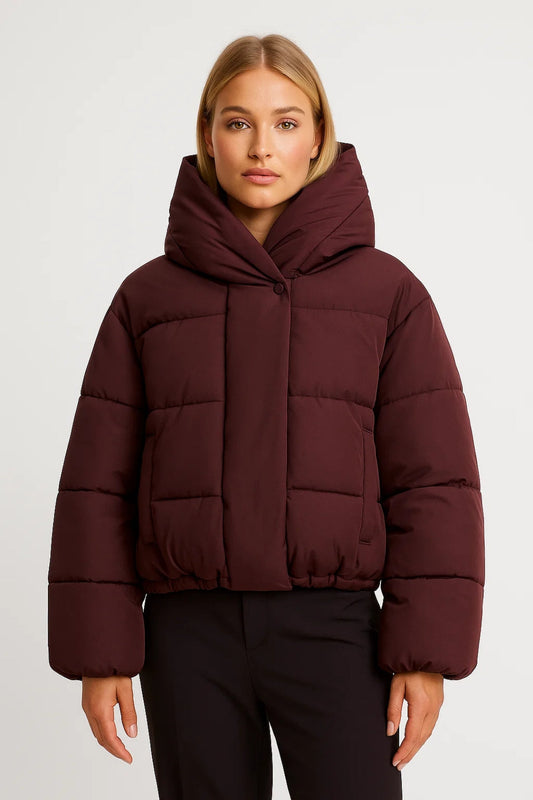 Giovanna Dames Jas Winter | Korte Puffer | Minimalistisch Ontwerp | Brede Capuchon 2