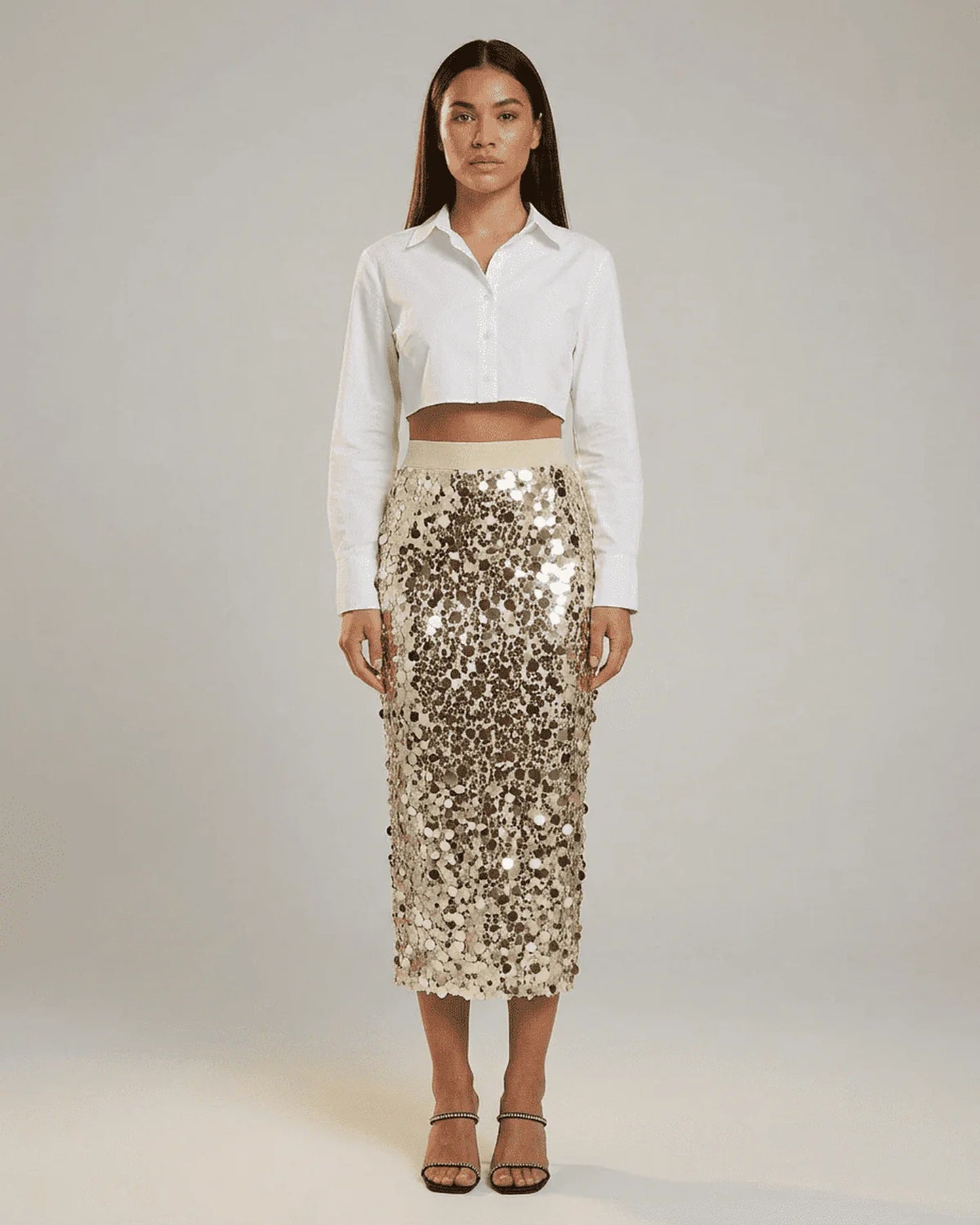 Sixtine Dames Midi Rok | Pailletten | Rechte Pasvorm