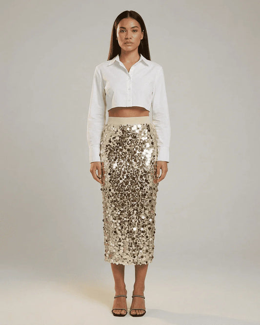 Sixtine Dames Midi Rok | Pailletten | Rechte Pasvorm