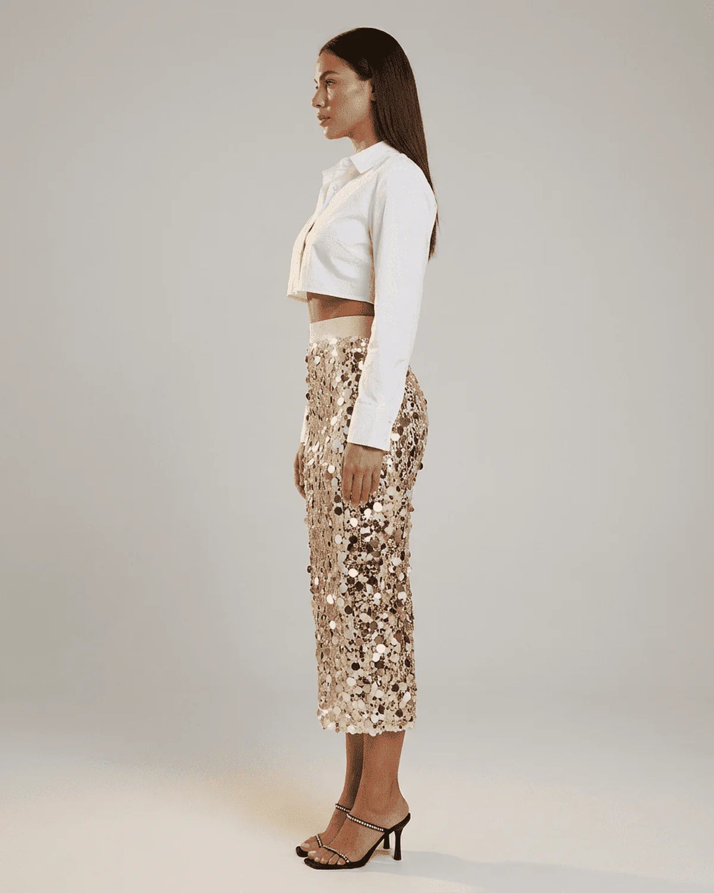 Sixtine Dames Midi Rok | Pailletten | Rechte Pasvorm