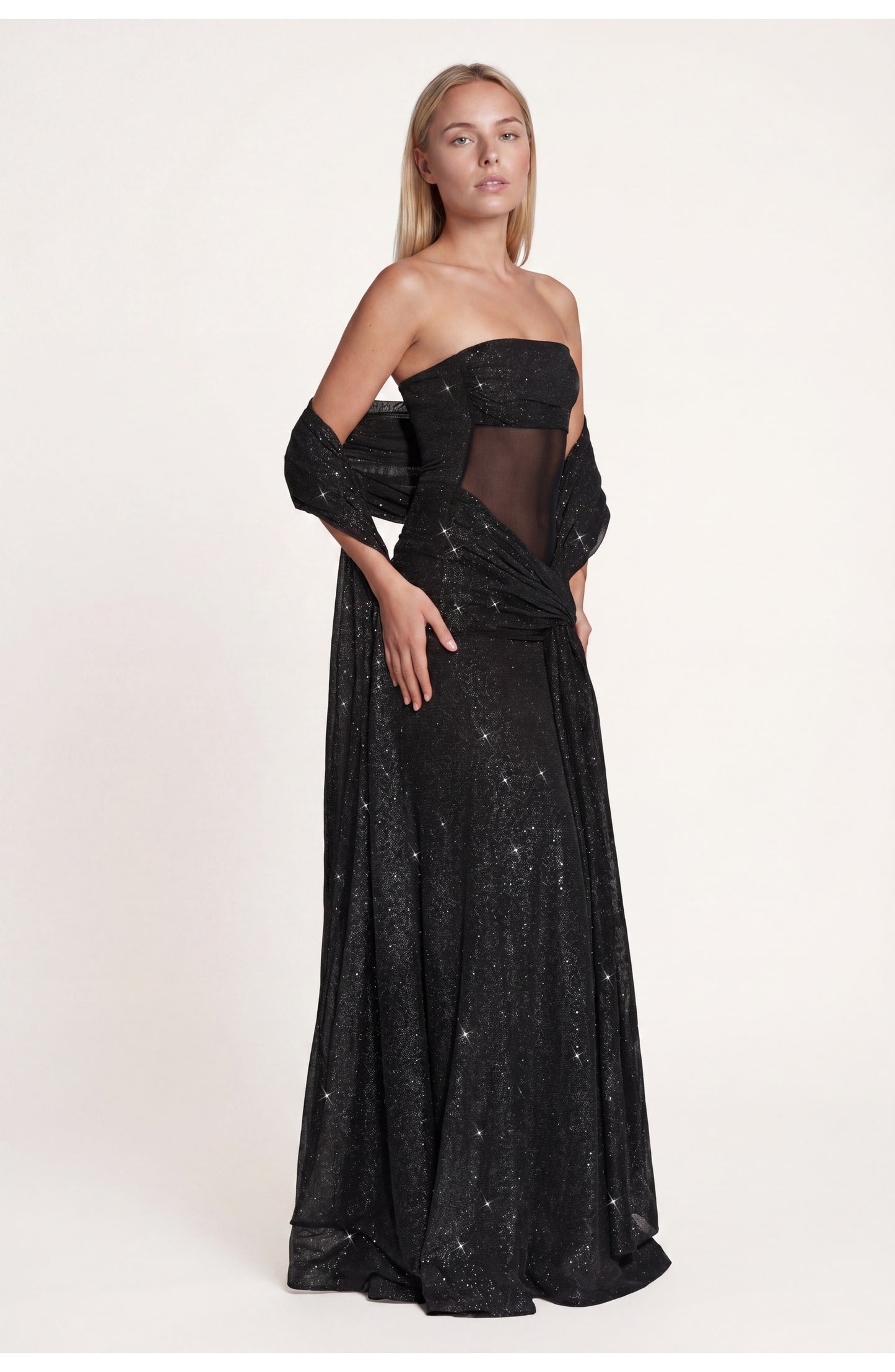 Dorothée Dames Maxi Jurk | Strapless Bandeau Top | Gedrapeerde Zijknoop