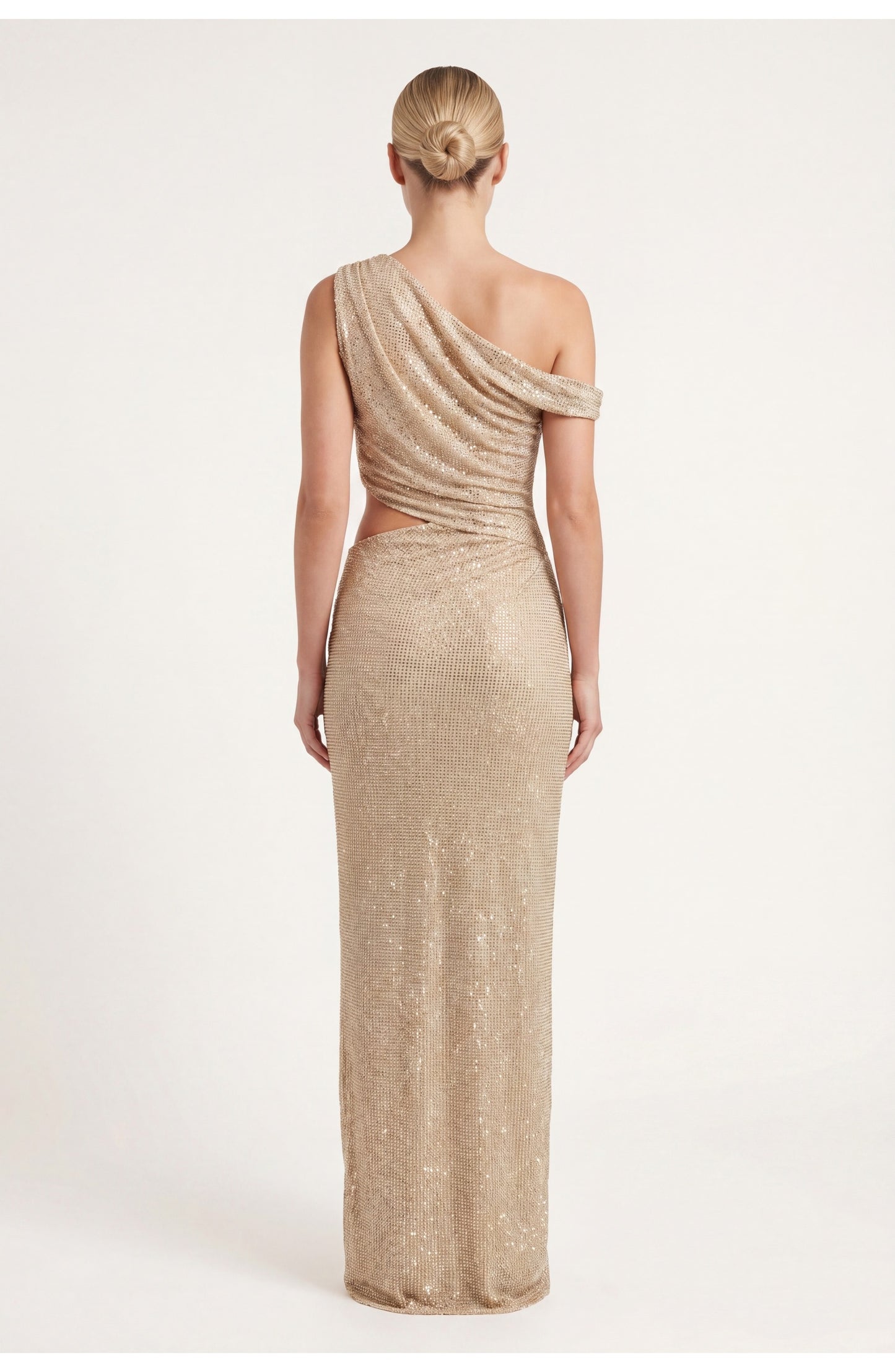 Dames Maxi Jurk | One Shoulder | Pailletten Afwerking