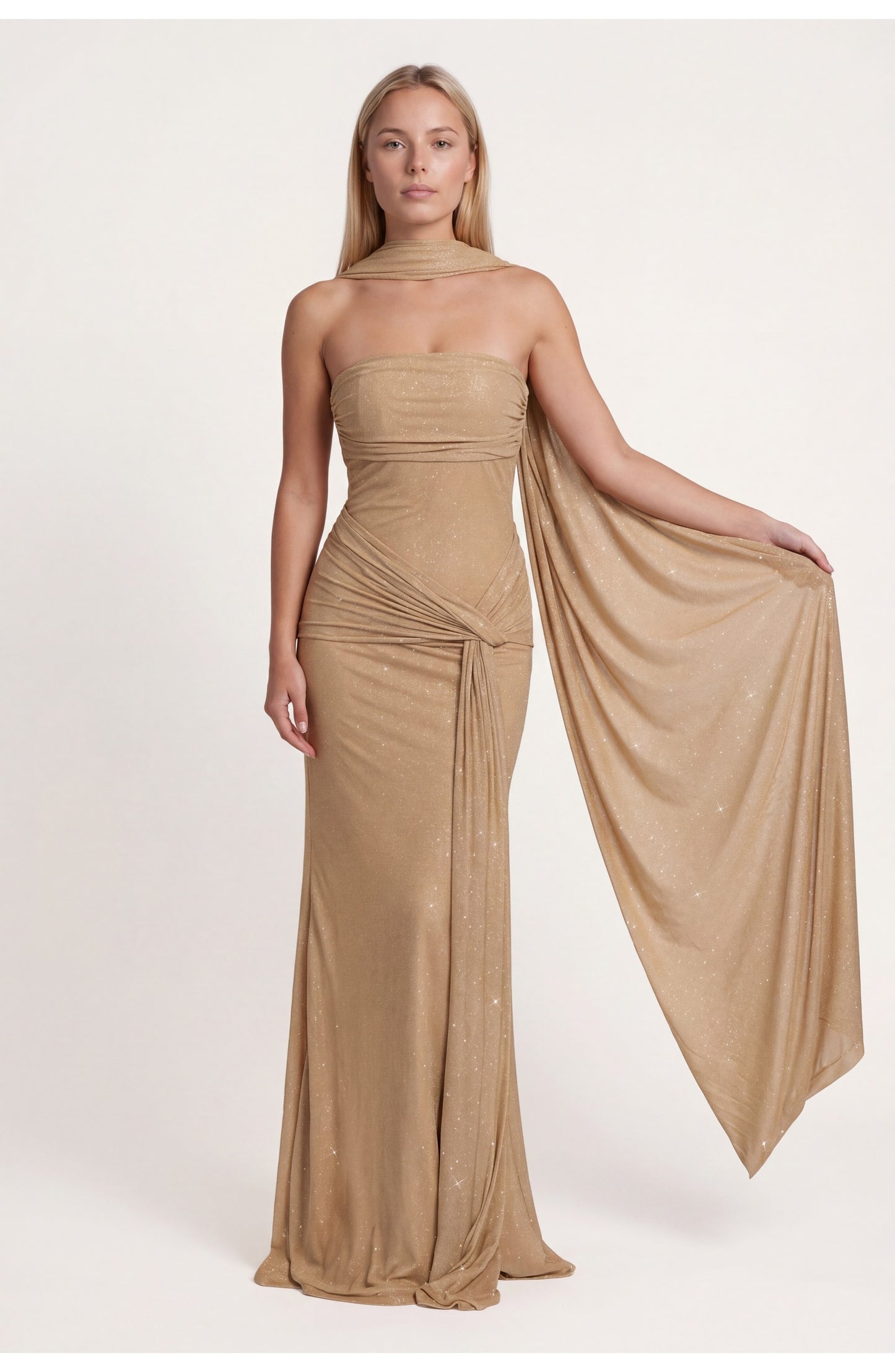 Dorothée Dames Maxi Jurk | Strapless Bandeau Top | Gedrapeerde Zijknoop