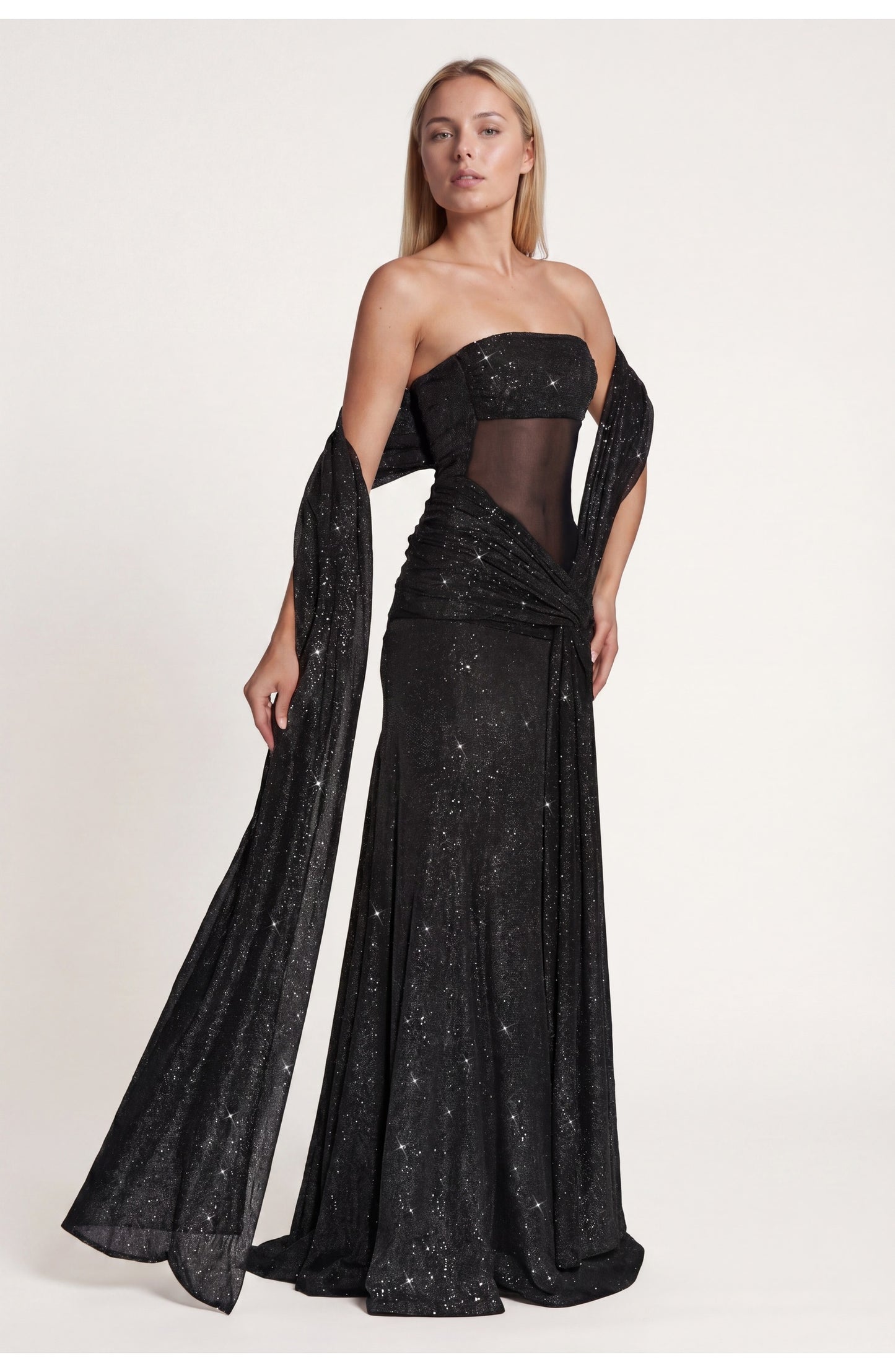 Dorothée Dames Maxi Jurk | Strapless Bandeau Top | Gedrapeerde Zijknoop