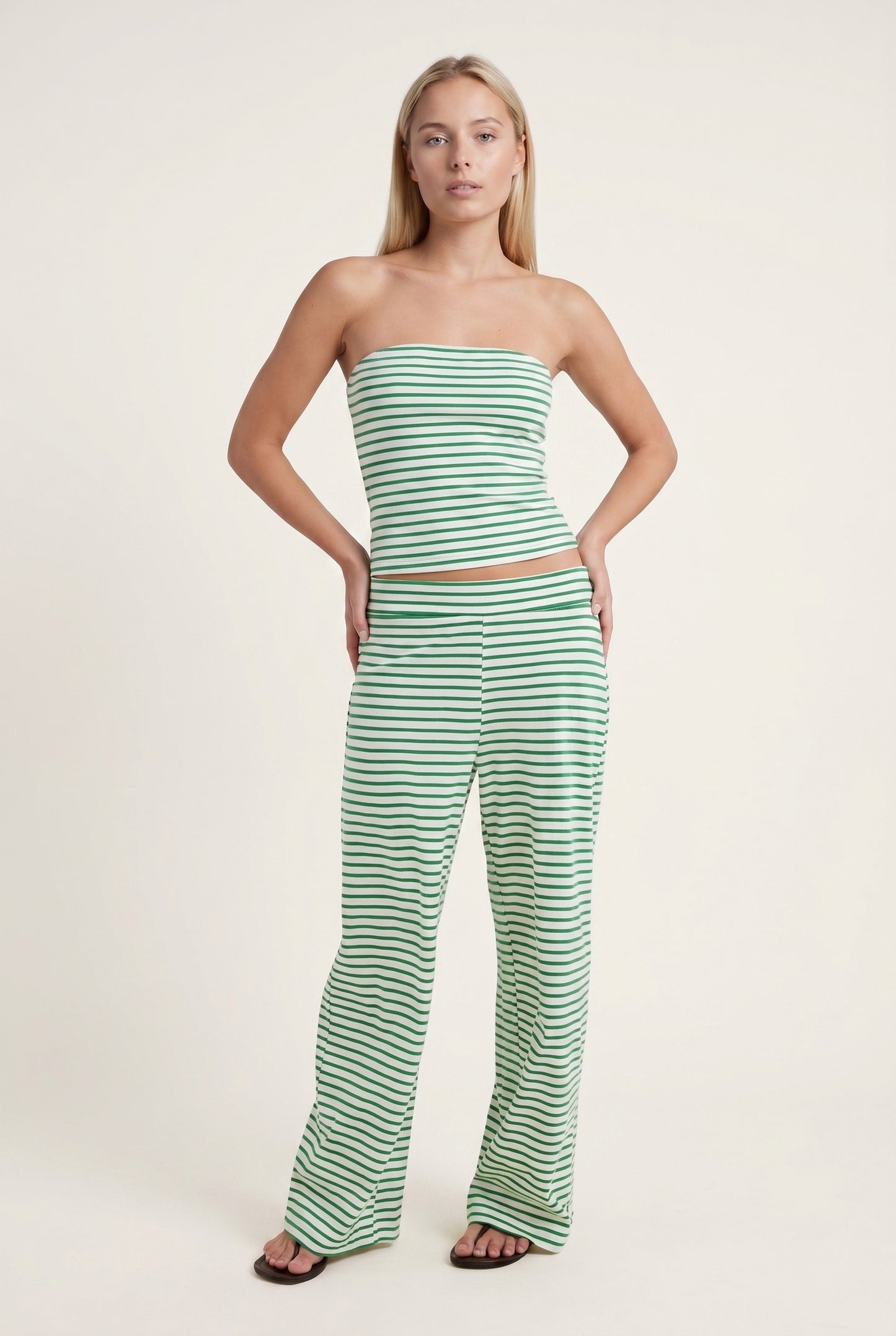 Romane Dames Co-Ord Set | Strapless Bandeau Top | Wijde Broek