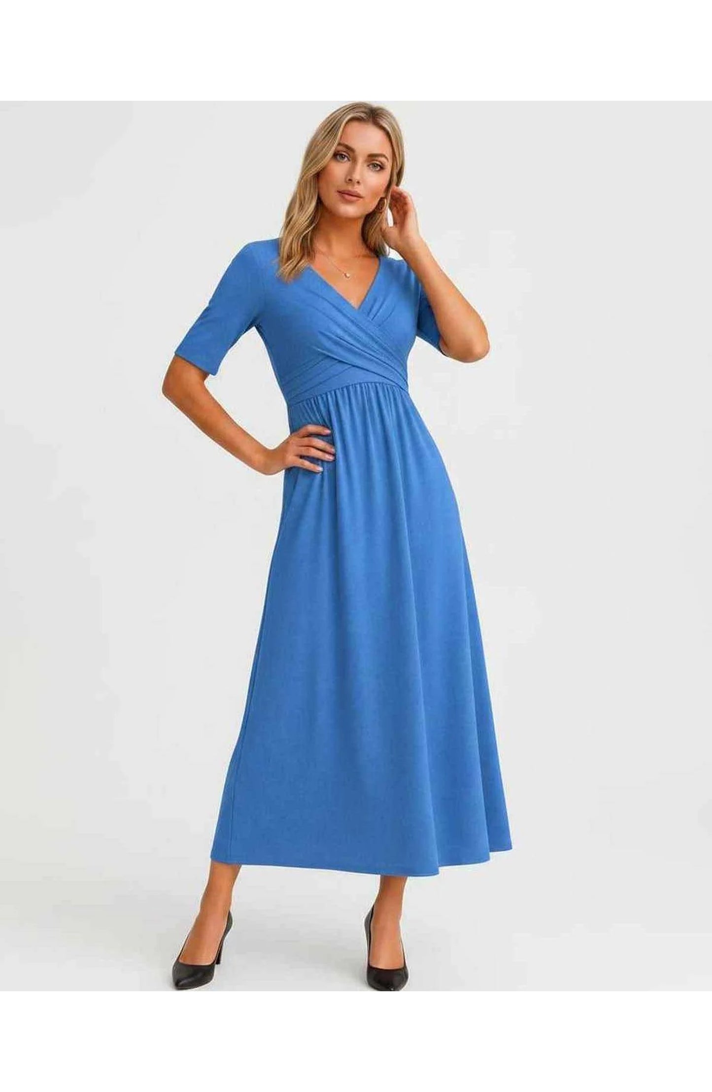Isaline Women's Midi Dress | V-Neck Wrap Design | Layered Fringe