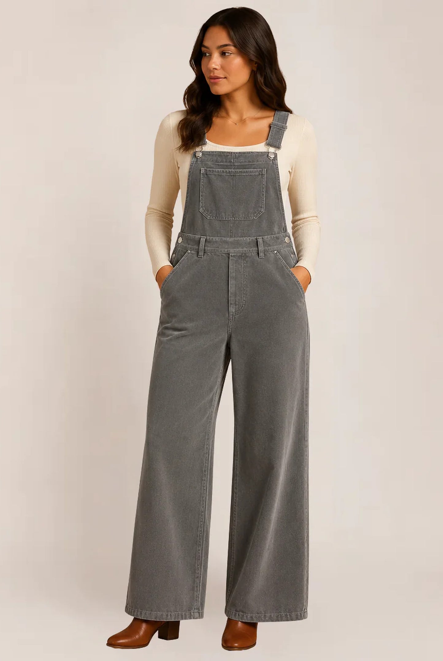 Ramona Dames Jumpsuit | Wijde Pijpen | Verstelbare Schouderbandjes