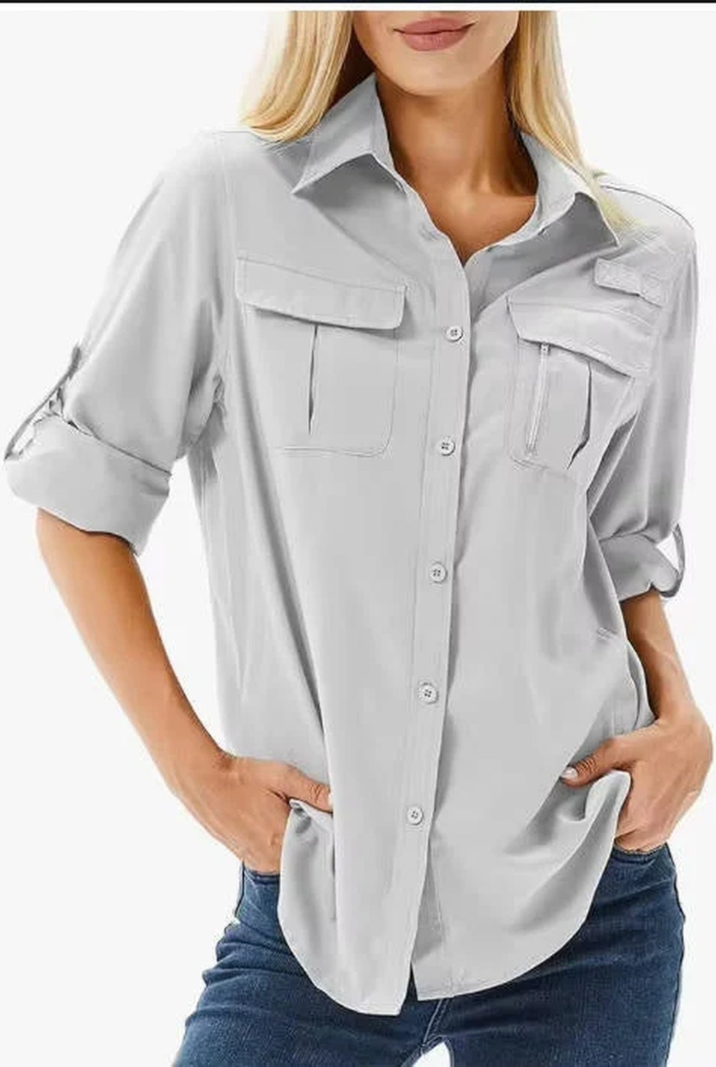 Amanda Dames Blouse | Korte Mouwen | Borstzakken