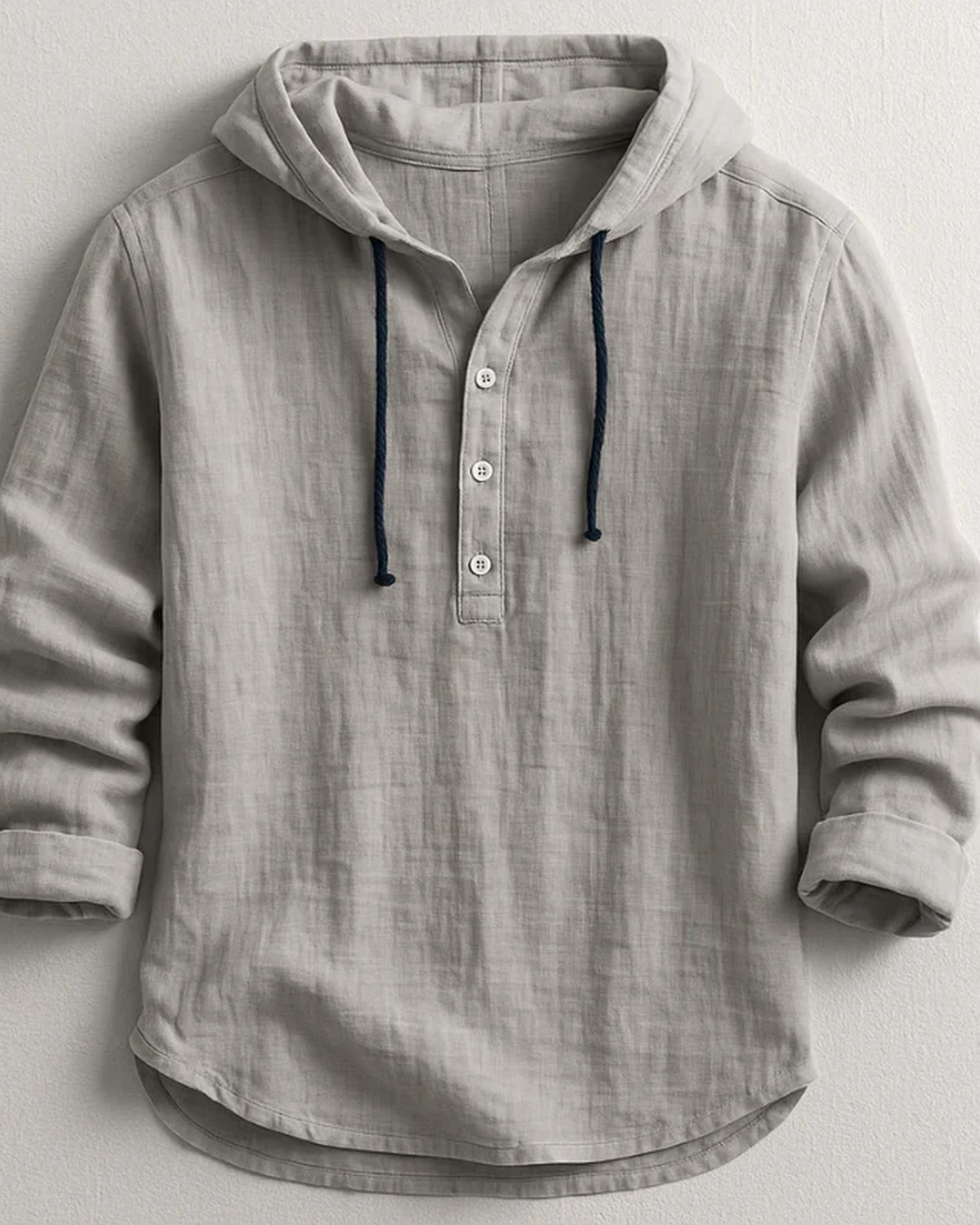 Elia Heren T-Shirt | Henleyhals | Capuchon met Trekkoorden